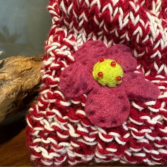 Vintage hand crocheted knit purse/handbag w/round bamboo handles - Picture 11 of 14